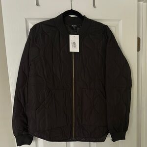 Mine Black Bomber Jacket with Ribbed Cuffs - NWT